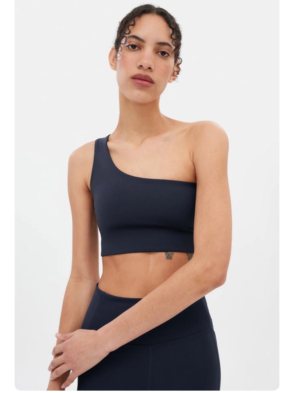 girlfriend collective Bianca Black Asymmetrical Crop Top